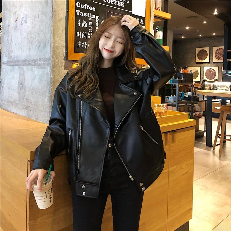 女性のフェイクレザージャケット,特大の衣服,ルーズフィット,パンクスタイル,ストリートウェア,2021
