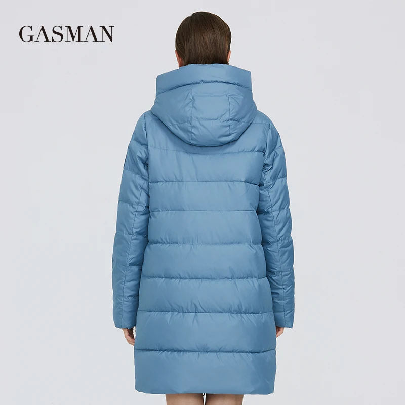 GASMAN-Chaqueta de plumón larga para mujer, abrigo grueso con capucha, Parka cálida de marca, ropa de algodón, M-180 de invierno, 2022