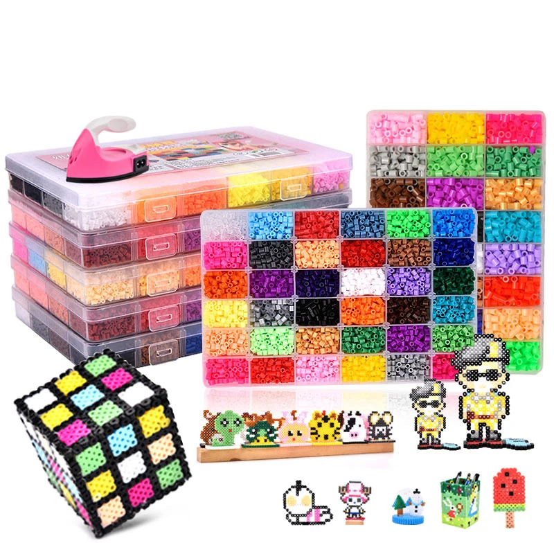 24/72 Màu Sắc Hộp Hama Hạt Đồ Chơi 2.6/5Mm Nhựa Xếp Hình Giáo Dục Trẻ Em 3D Ghép Hình Tự Làm Đồ Chơi Cầu Chì Hạt pegboard Tờ Ủi Giấy