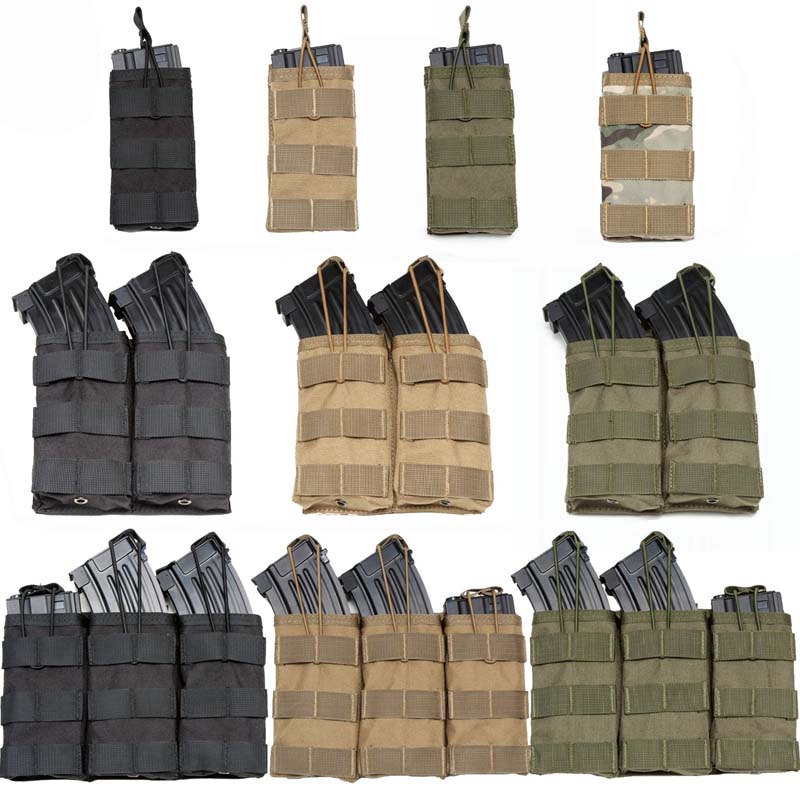 Accesorios de chaleco MOLLE de caza, bolsa táctica de cartucho Triple, nailon 1000D, Paintball, Airsoft, bolsa para revista individual/doble