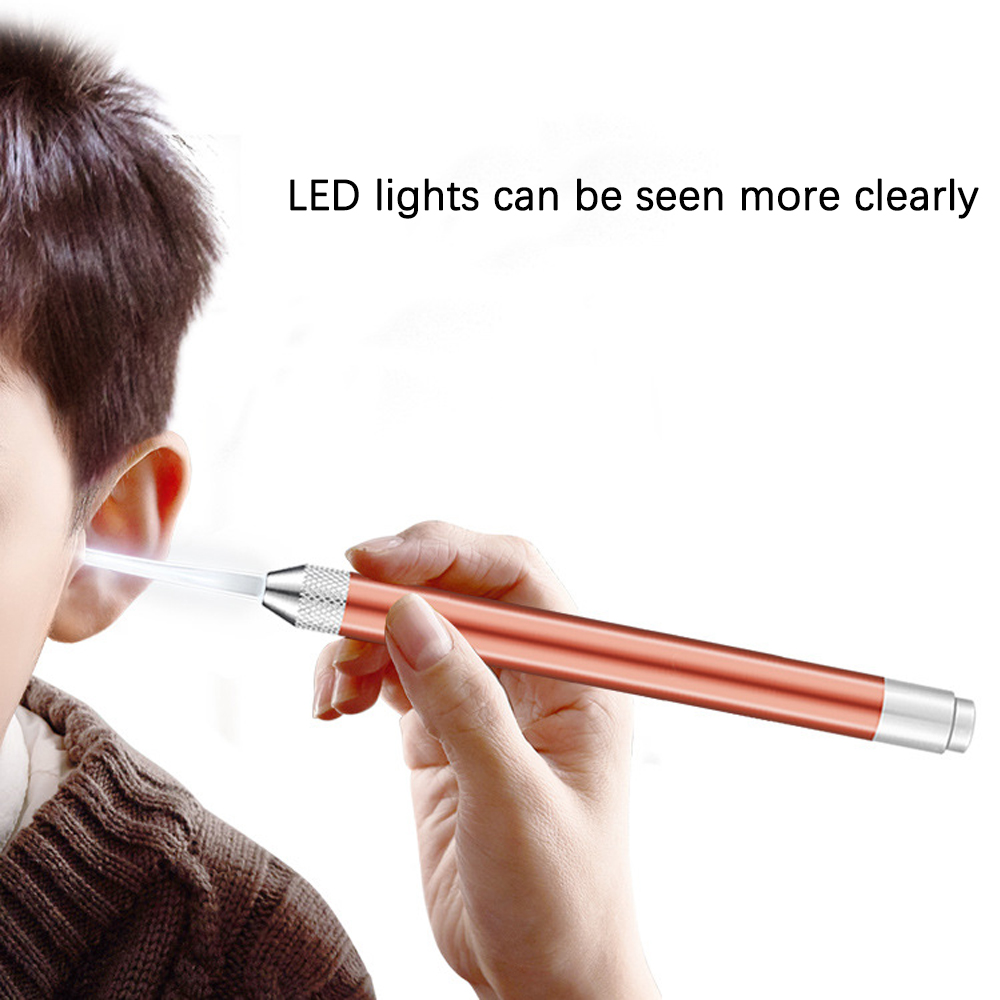 Cuchara limpiadora de orejas para bebé, luz de Flash LED, recogedor de curetas de cera para los oídos, palillo Visual para niños, removedor de cera para la nariz, cuchara de silicona de 2 piezas