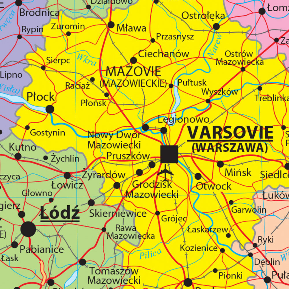 59*42cm 폴란드 벽지도의 교통지도 프랑스어 작은 포스터 캔버스 회화 여행 학교 용품 홈 장식
