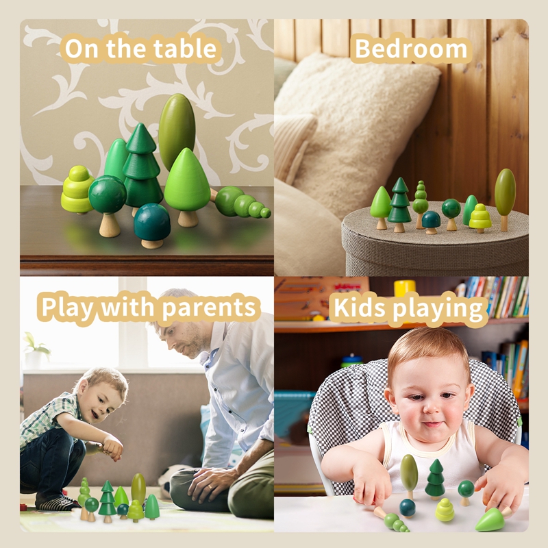 Wooden Forest Tree Building Blocks Children Room Decoration Desktop Furnishings Montessori Simulation Green Tree Toy Kids Gift