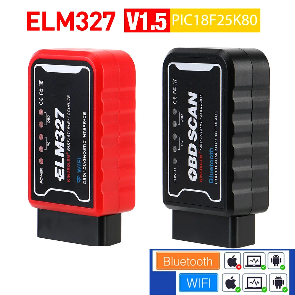 ELM327 WiFi Bluetooth V1.5 PIC18F25K80 Chip OBDII Ferramenta De Diagnóstico ELM 327 ICAR2 OBDSCAN OBD2 Leitor de Código Scanner Acessórios Do Carro