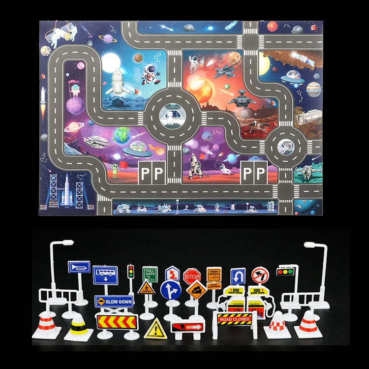 Tapete de jogo do bebê cidade tráfego estrada mapa tapete cidade estacionamento do carro roadmap sinais de trânsito bebê escalada jogando tapete jogo