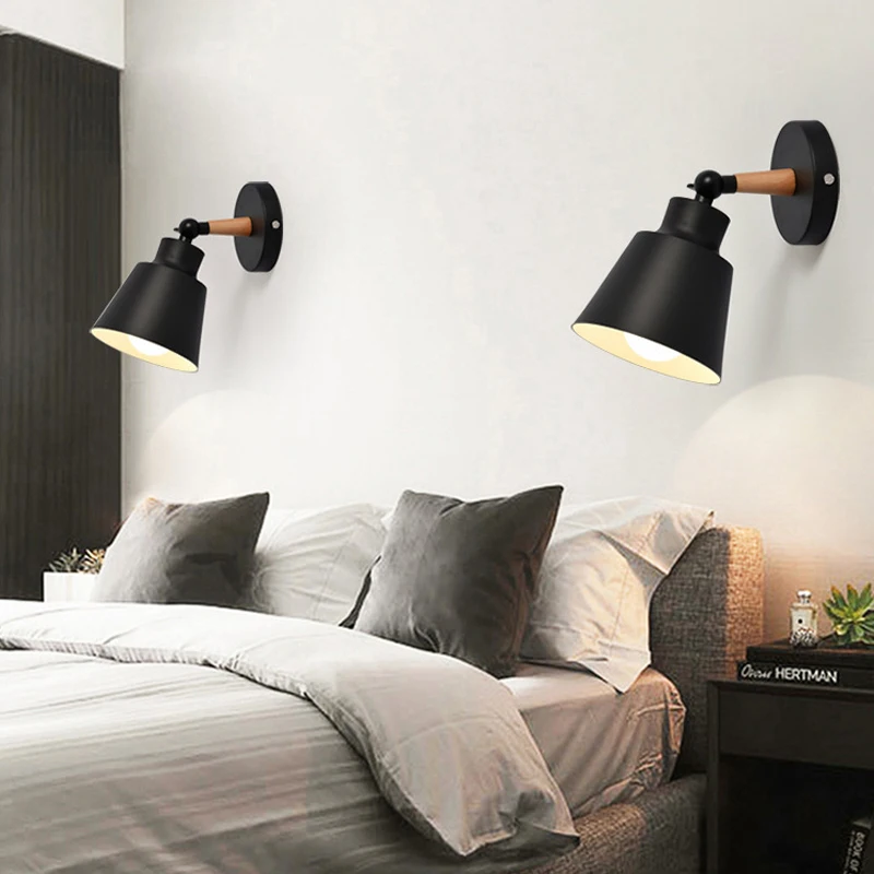Lampu Dinding Kayu Nordic Lampu Samping Tempat Tidur Lampu Dinding Modern Macaroon Perlengkapan Pencahayaan Bar Restoran Tempat Lilin Dinding Kamar Mandi
