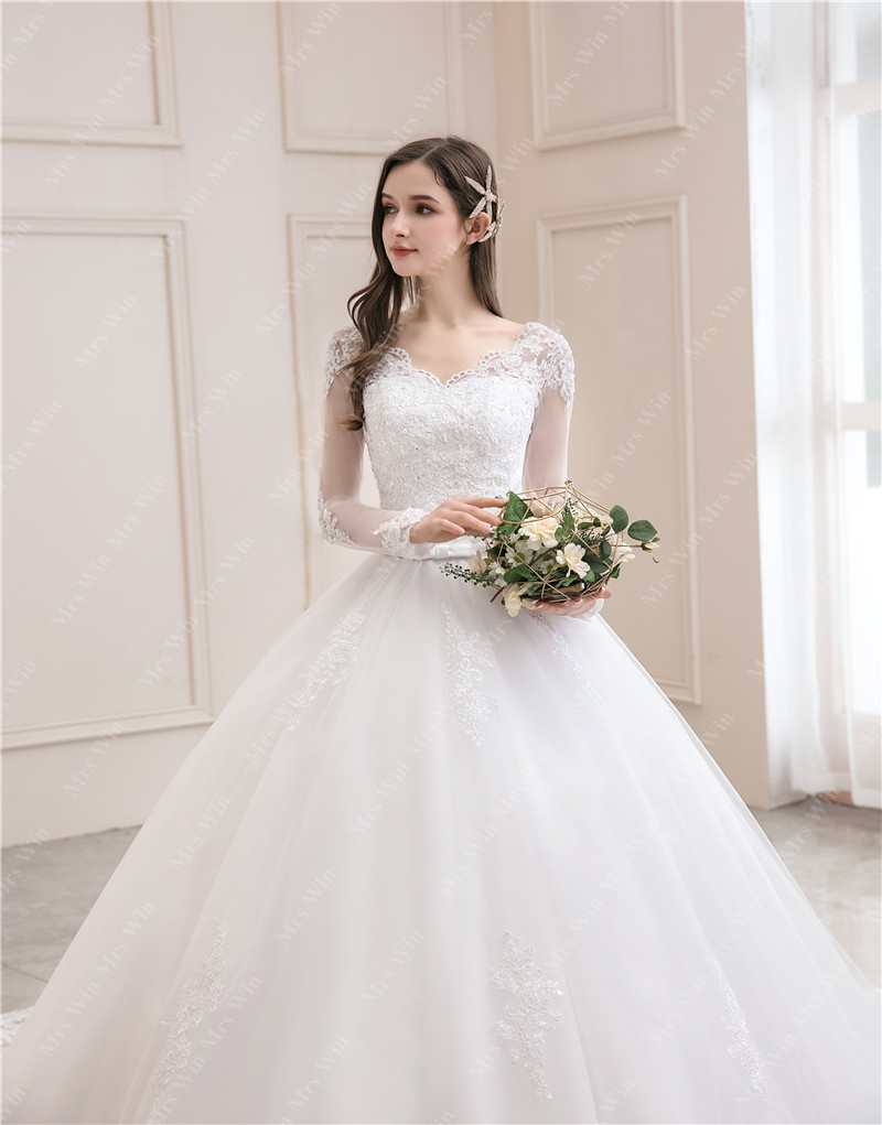 Robe de mariée à manches longues et col en V avec train, robe de Rhde luxe, robe de mariée sexy, mariage classique, tout ce que vous voulez, princesse, nouveau, 2023