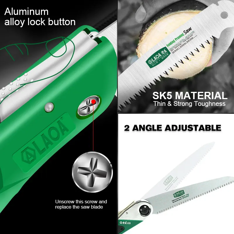 LAOA Vườn Thấy Máy Tỉa Secateurs Cắt Tỉa SK5 Làm Vườn Serra Cắm Trại Cưa Có Thể Gập Lại Răng Cưa Sắc Bén Mô Hình Gỗ DIY Dụng Cụ Cầm Tay