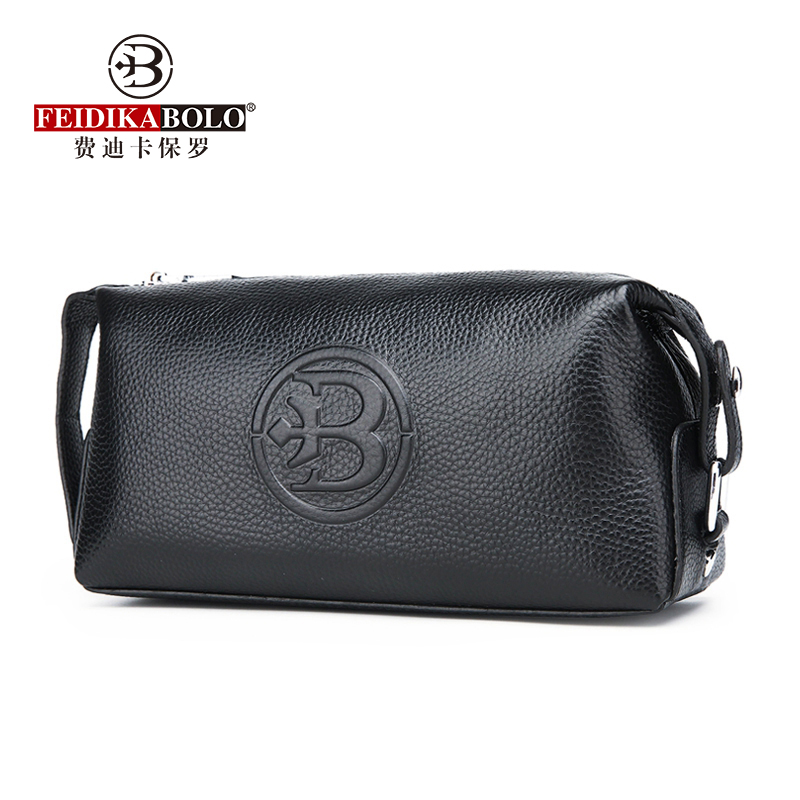 FEIDIKABOLO, famosa marca de cuero de vaca, bolsos de mano para hombre, moda larga, marrón, negro, carteras de cuero genuino para hombre, bolsos de mano para hombre
