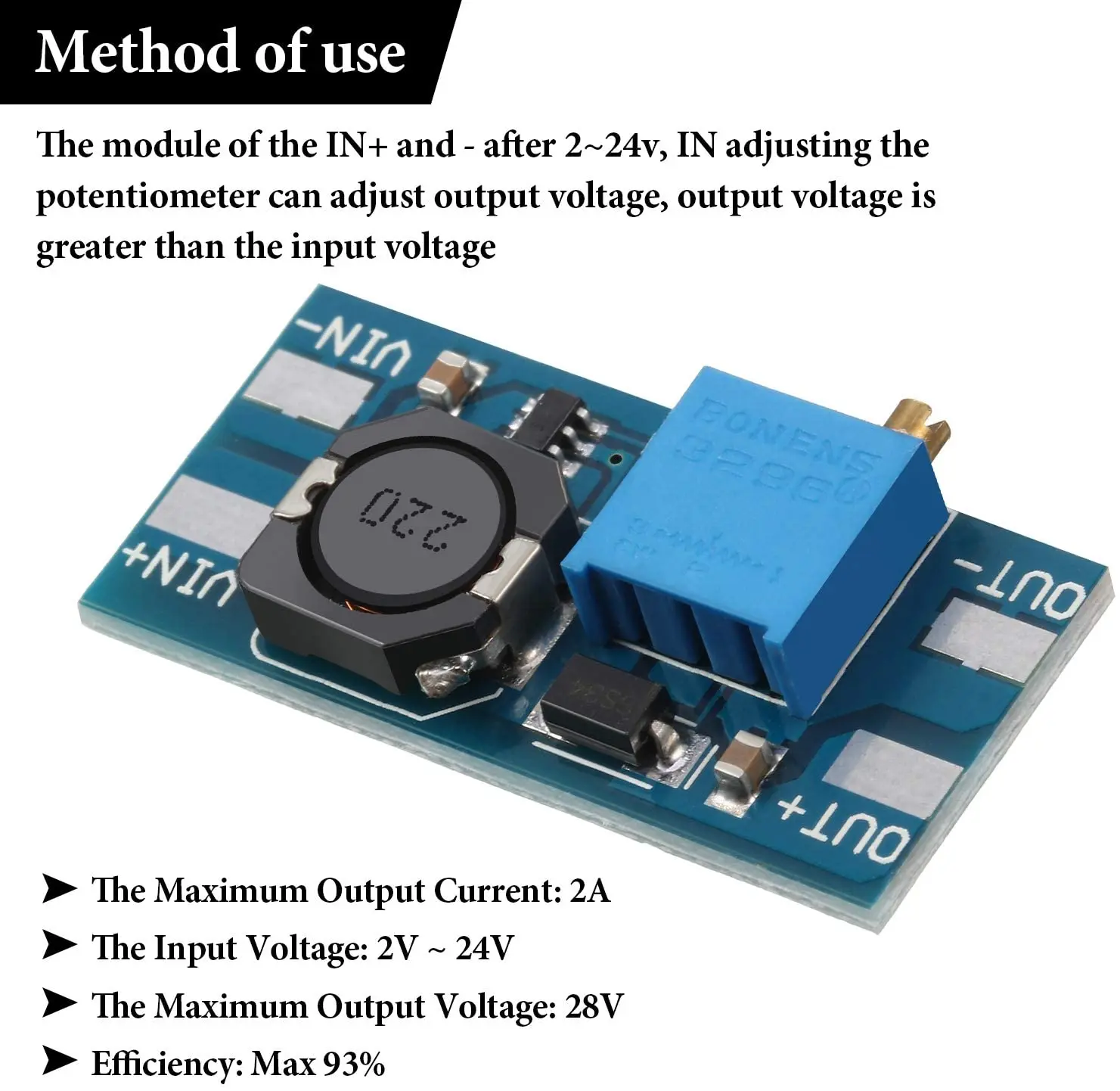 5 Chiếc MT3608 DC-DC Bước Lên Bộ Chuyển Đổi Tăng Áp Mô Đun Cung Cấp Năng Lượng Tăng Cường Bước Lên Ban Đầu Ra Tối Đa 28V 2A