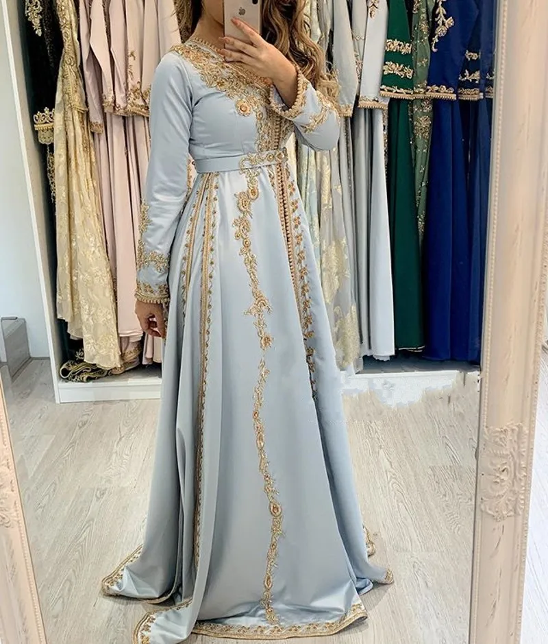 ที่กําหนดเองโมร็อกโก Caftan ชุดราตรีลูกปัดมือทํางานมุสลิมชุดราตรีอาหรับ Abaya อย่างเป็นทางการ Robe de Soireeе