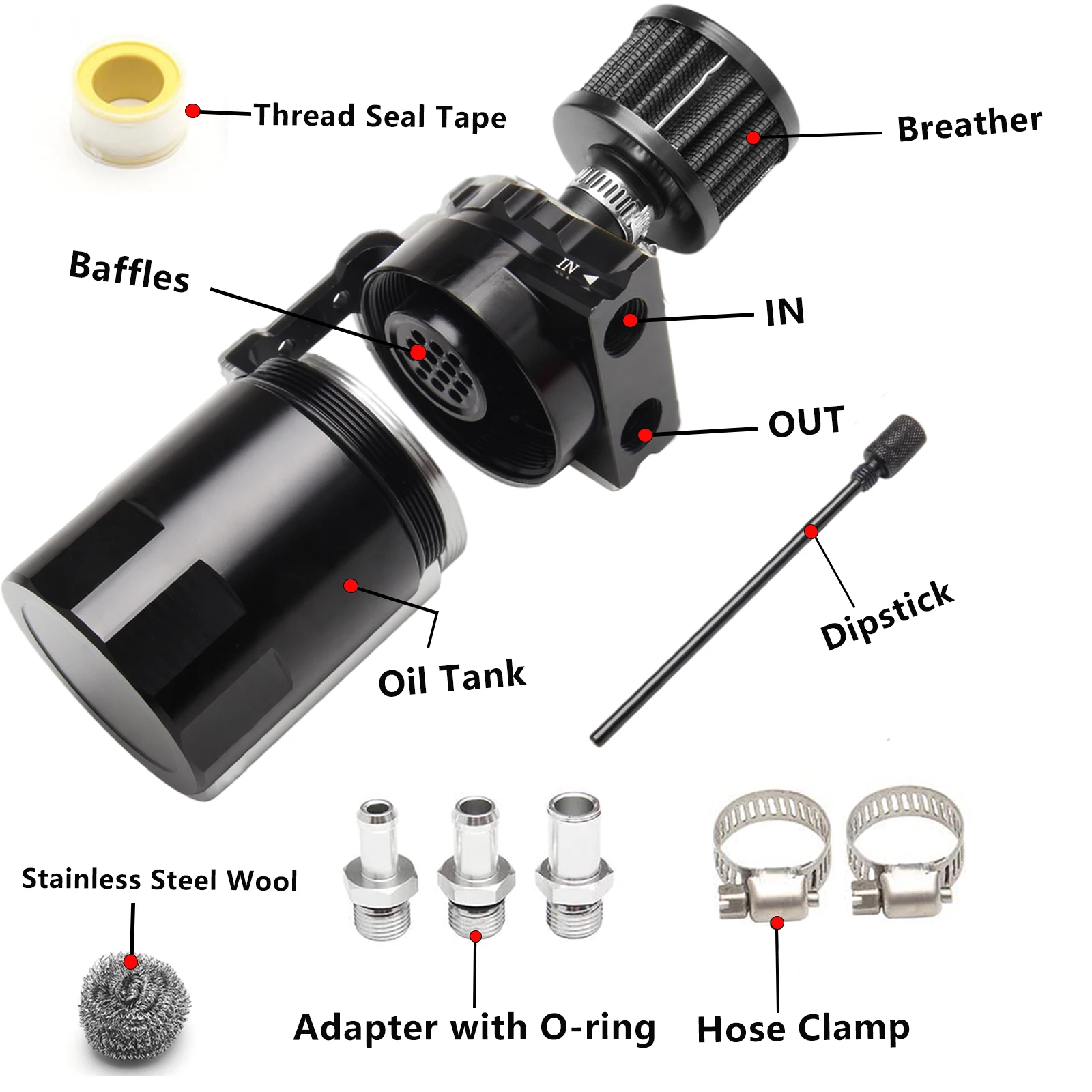 Auto verblüffter Aluminium-Ölauffangbehälter mit Luftfilter, Entlüftung, verblüffelte Armaturen, atmungsaktiver Wasserkocher