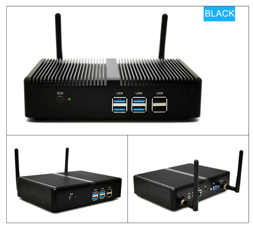 Eglobal Giá Rẻ Quạt Không Cánh Mini PC Windows 10 Pro Intel I5 7200U I3 7167U DDR4/DDR3 Barebone Máy Tính Components4K HTPC wiFi HDMI VGA