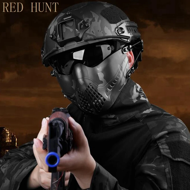 Tactical Protective Mesh Masks For Airsoft Hunting Shooting Half Face Military Mask Costume Party Prop CS Helmet Accessories