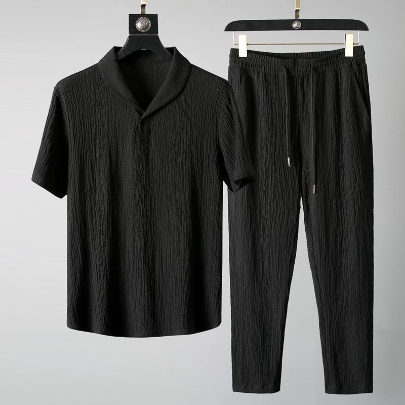 (Hemd + Hose) 2025 Sommer Herrenmode klassisches Hemd Herren Business Casual Fashion Hemden Herren Ein Satz Kleidungsgröße M-4XL