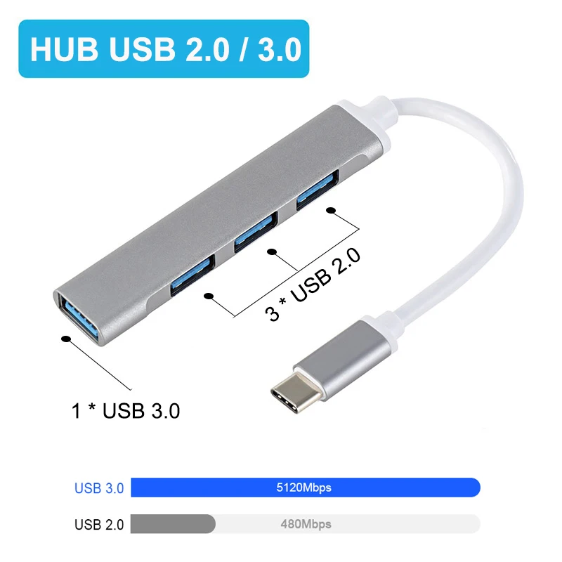 USB C HUB 3.0 Typ C 3.1 4 Port Multi Splitter Adapter OTG für Xiaomi Lenovo MacBook Pro 13 15 Air Pro PC Computer Zubehör