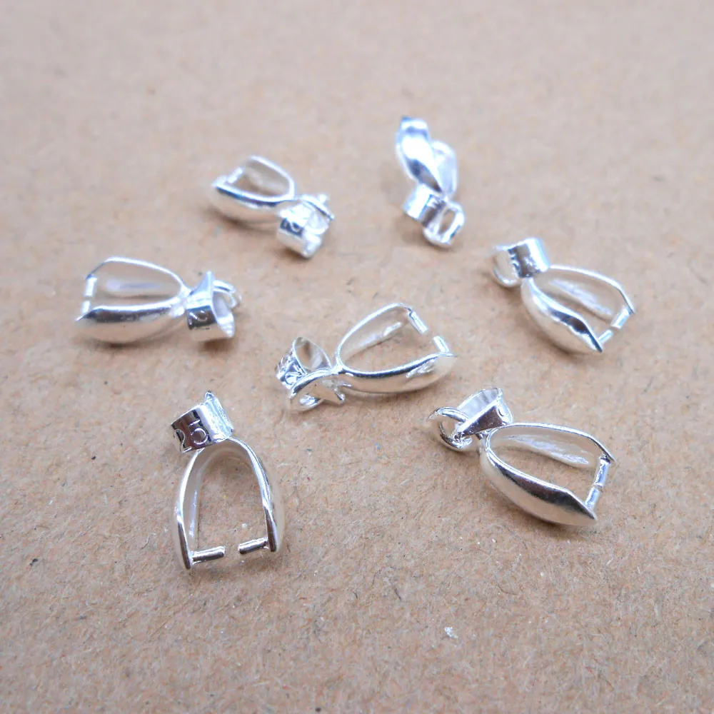 Chất Liệu Bạc 925 10 Chiếc Rất Nhiều Kích Thước S-M-L Đồ Trang Sức Phát Hiện 925 Dán Tem Bạc Tại Ngoại Cổng Kết Nối Bale Kẹp Khóa Mặt Dây Chuyền
