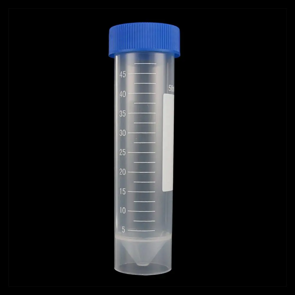 New 20 Pcs 50ml Screw Cap Flat Bottom Centrifuge Tube Plastic Centrifugal Tubes with Scale Free-standing Laboratory Supplies