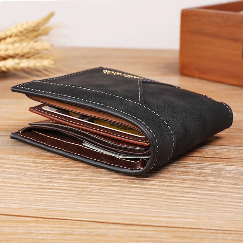 Portafoglio in pelle da uomo Portafoglio corto da uomo di lusso di marca Carta di credito 2023 Portafoglio piccolo da uomo vintage superiore Portamonete Portafoglio di marca