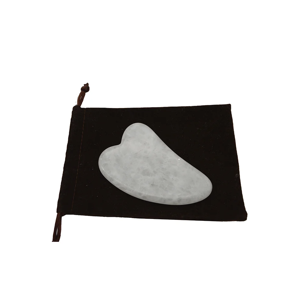 Alat Pijat White Jade Gua Sha, Pengikis Gouache untuk Wajah, Leher, Jari