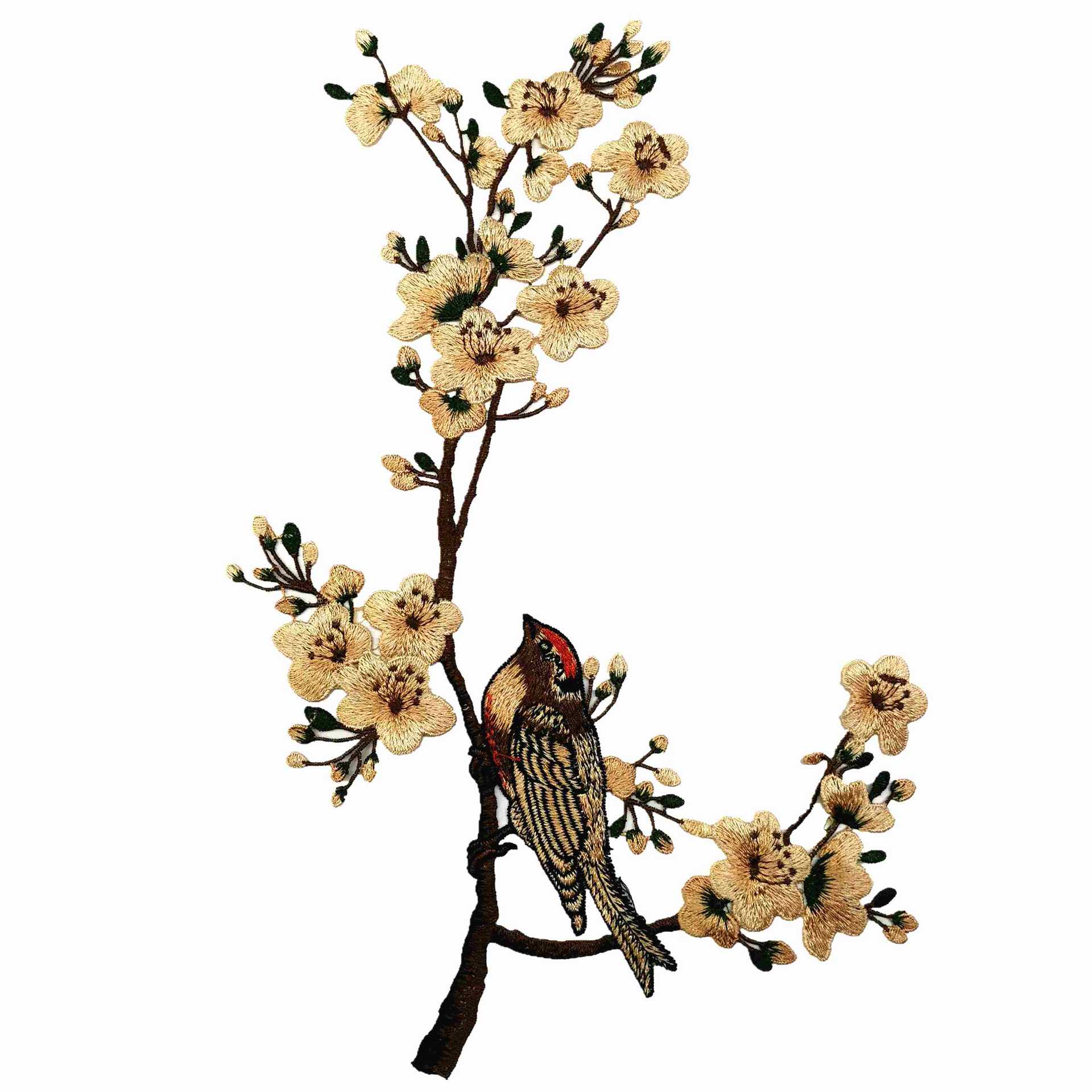 Dancing bird plum blossom น้ําที่ละลายน้ําได้เย็บปักถักร้อยดอกไม้ดอกไม้ที่ละลายน้ําได้สติกเกอร์ผ้าเย็บอุปกรณ์เสริม cheongsa