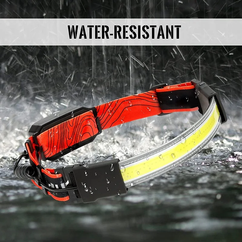 Linterna frontal LED recargable, linterna de haz ancho, resistente al agua, para pesca, correr, acampar