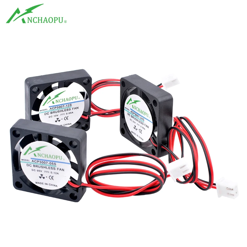 ACP3007 Вентилятор 3 см 30 мм 30x30x7 мм DC5V 12 В 24 В 2-контактный миниатюрный ультратонкий охлаждающий вентилятор для 3D-принтера-маршрутизатора