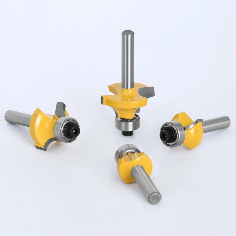 LAVIE 4 pcs set 6mm or 1/4" Shank Small Corner Round Router Bit For Wood Edging Woodworking Mill Classical Cutter Bit For Wood