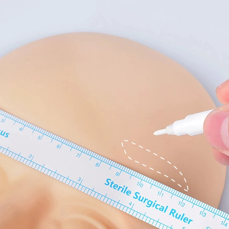 Marker do skóry brwi białe akcesorium chirurgiczne z linijką pomiarową i pozycjonowaniem microblading