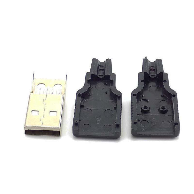 5/10Pcs 4 Pin Usb 2.0 Type A Man Socket Plug Connector Adapter Met Zwart Plastic Cover Soldeer soort Diy Connector H10