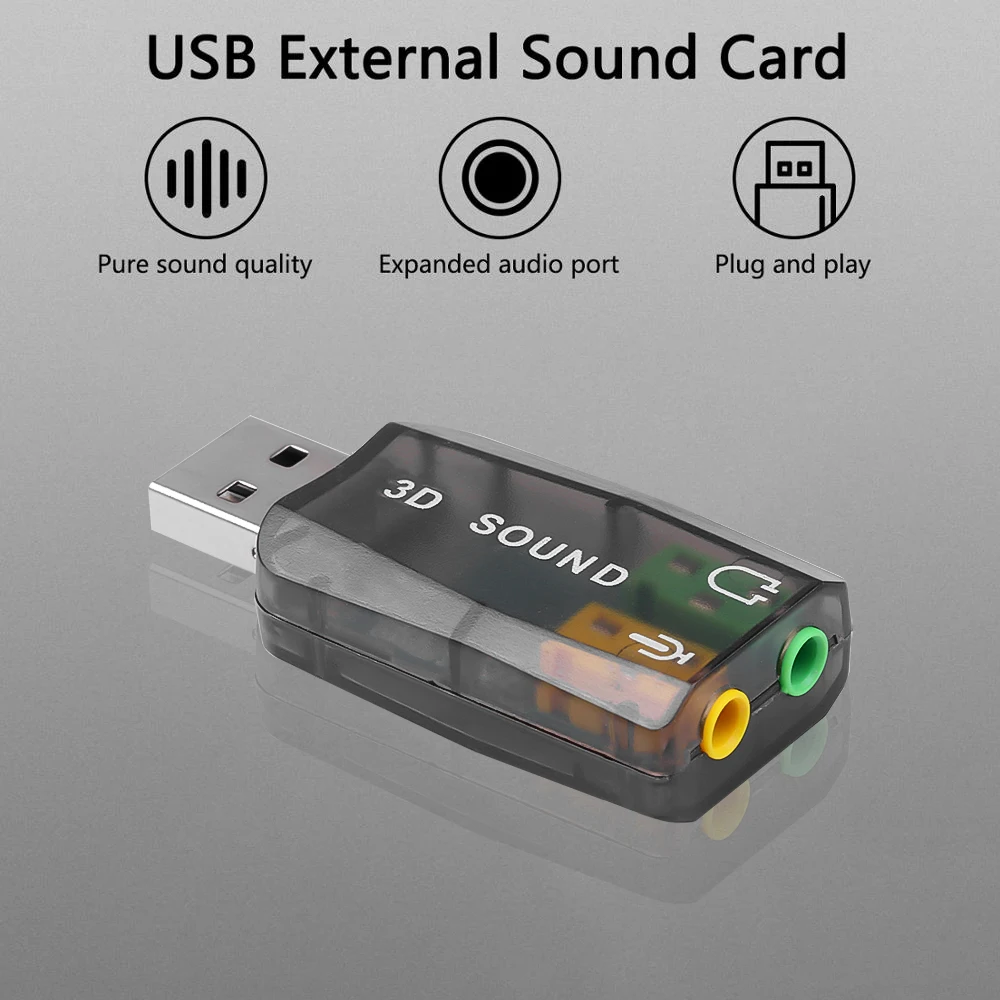 Mini zewnętrzny mikrofon USB na 3,5 mm gniazdo słuchawkowe Stereofoniczny zestaw słuchawkowy 3d Adapter audio karty dźwiękowej Nowy interfejs głośnikowy do laptopa