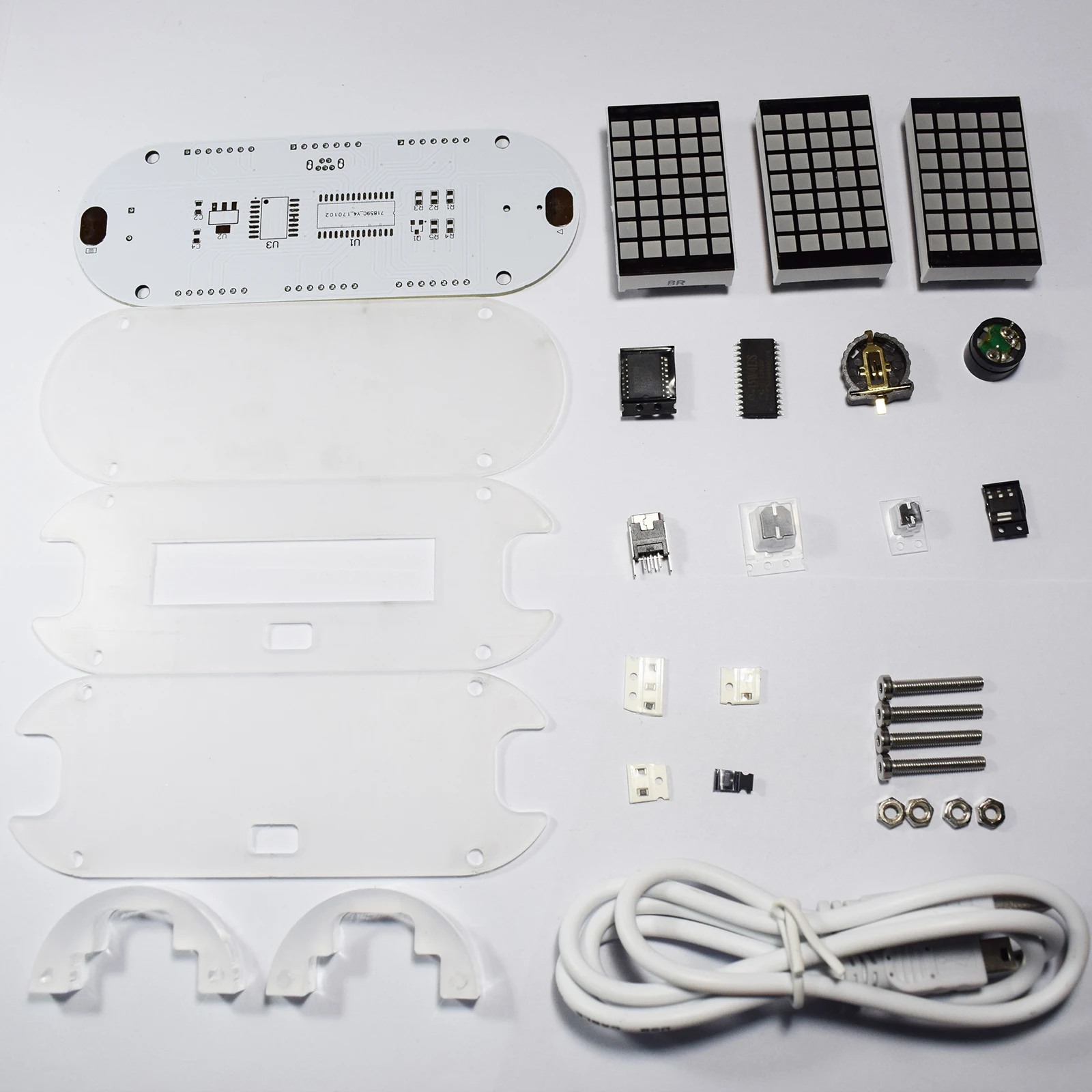 DIY DS3231 Touch Key Precision High Brightness LED Dot Matrix Display Creative Oval Shape Desktop Alarm Clock