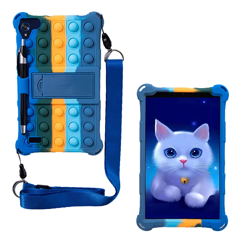 Silikon Case untuk Samsung Galaxy Tab A 8.0 2019 SM-290 Tablet Gelembung Berdiri untuk SM-T290 T290 SM-T295 T295 SM-T297 dengan Pena