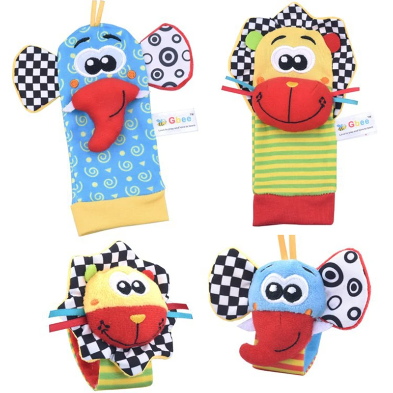 นาฬิกาข้อมือ Rattles เท้า Finder Rattle ถุงเท้าเด็กวัยหัดเดินของเล่นแขนสร้อยข้อมือสายรัดข้อมือ Rattle ทารกแรกเกิดของเล่นเด็ก 0-12 เดือน