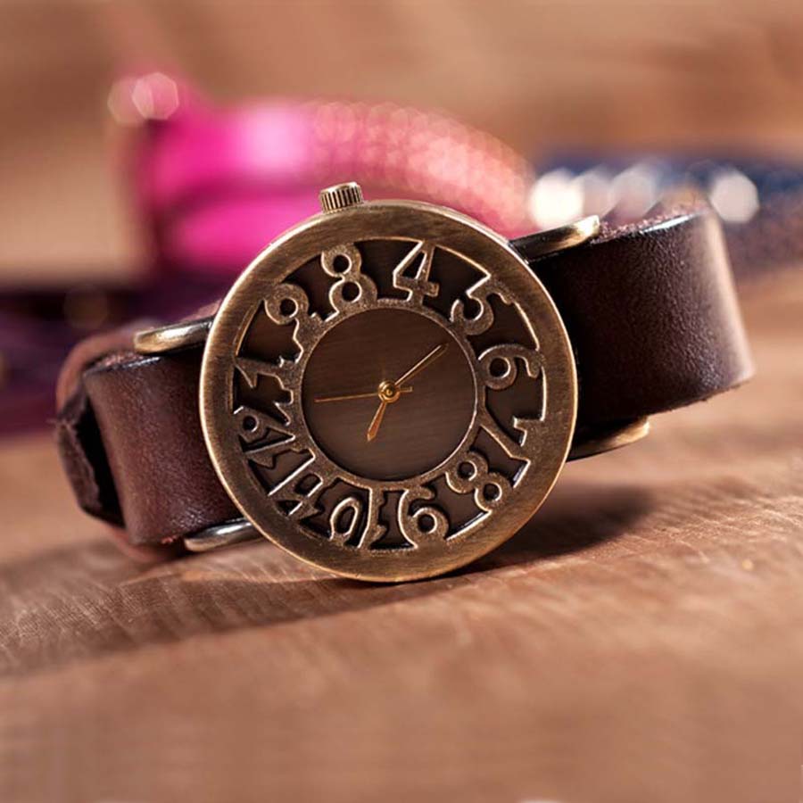 Shsby-reloj Digital Vintage para mujer, cronógrafo de cuarzo con correa de cuero de vaca genuino, estilo romano, nuevo