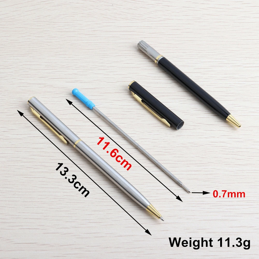 1 + 10 Cái/bộ Kim Loại Bút Bi Nạp Lại Cho Trường Học Công Sở Chất Liệu Thép Không Gỉ Xoay Văn Phòng Phẩm Vật Dụng Bút