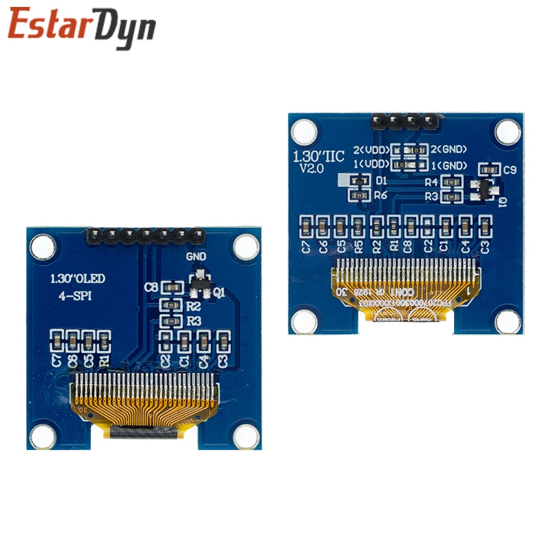 Módulo OLED RoHS de 1,3 pulgadas Blanco/azul SPI/IIC I2C Comunicar Color 128X64 Módulo de pantalla LED LCD OLED de 1,3 pulgadas Módulo OLED de 1,3"