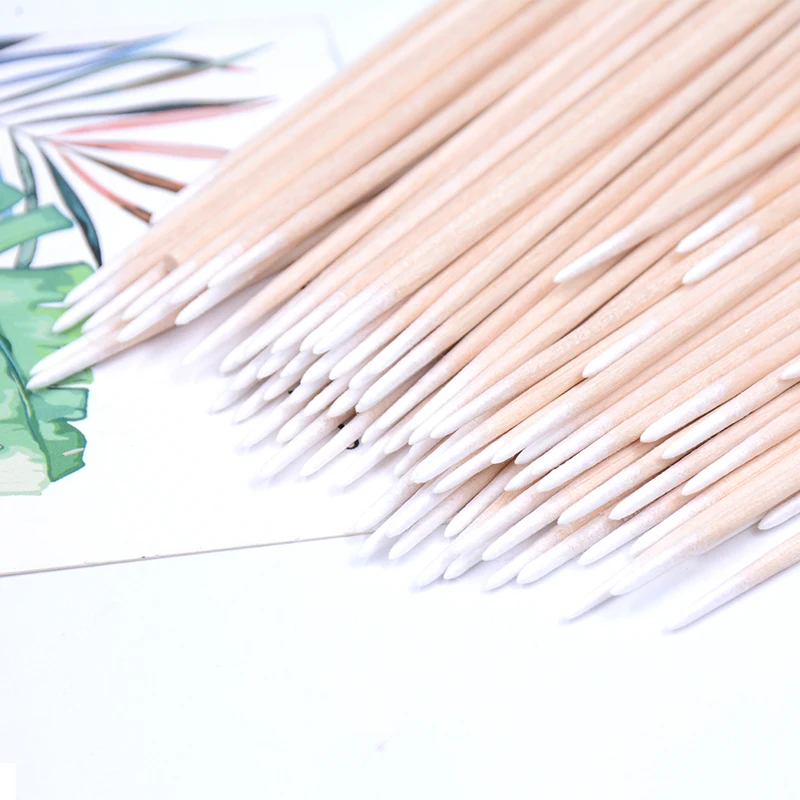 500/300/100 Viên Gỗ Dùng Một Lần Micro Nụ Tăm Bông Đầu Mỹ Phẩm Trang Điểm Vệ Sinh Miếng Dán Cho Lông Mi Ghép Nối Dài