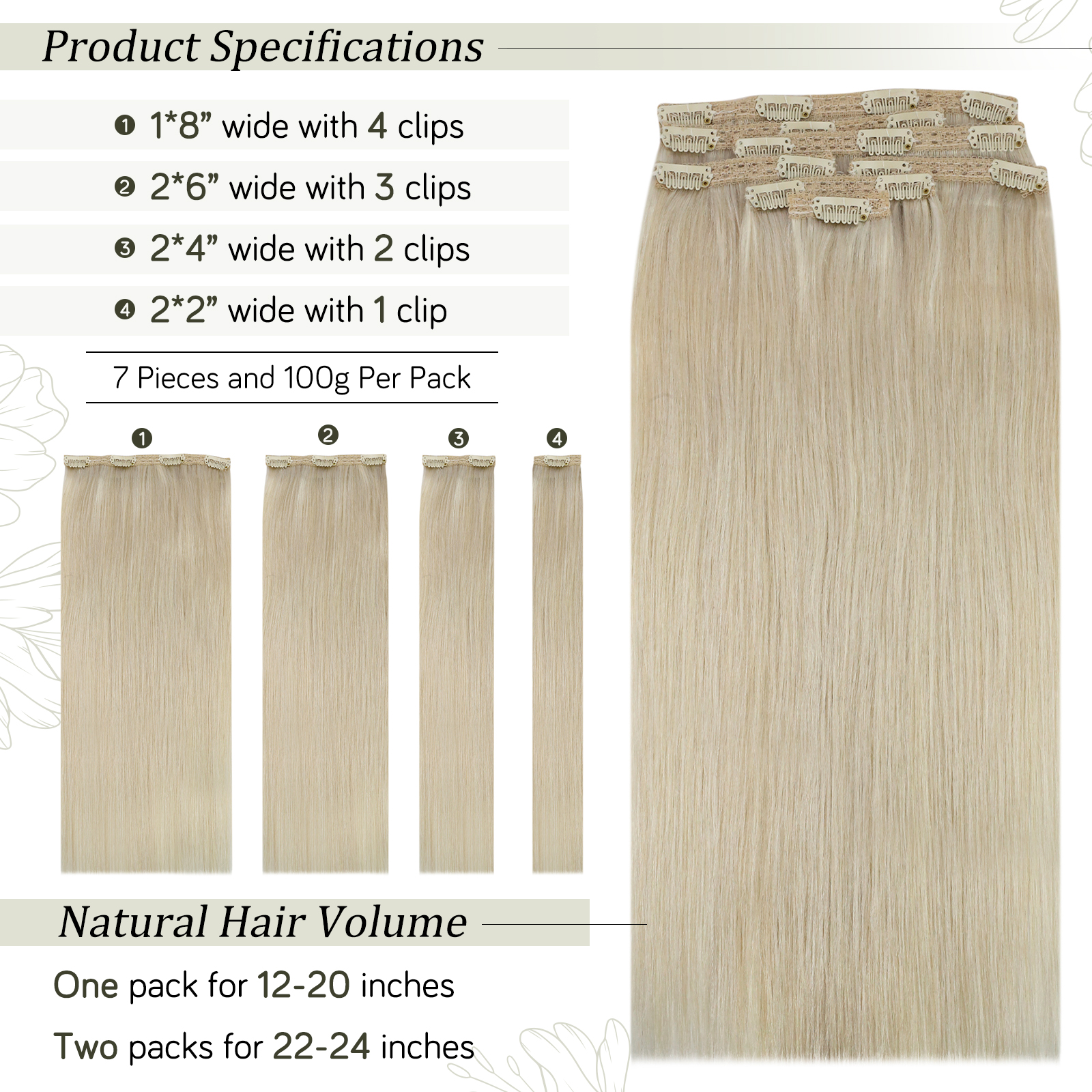 VeSunny pince dans les Extensions de cheveux cheveux humains Double trame fait à la Machine Remy perruques 7 pièces pince sur Extensions brun foncé blond 100gr