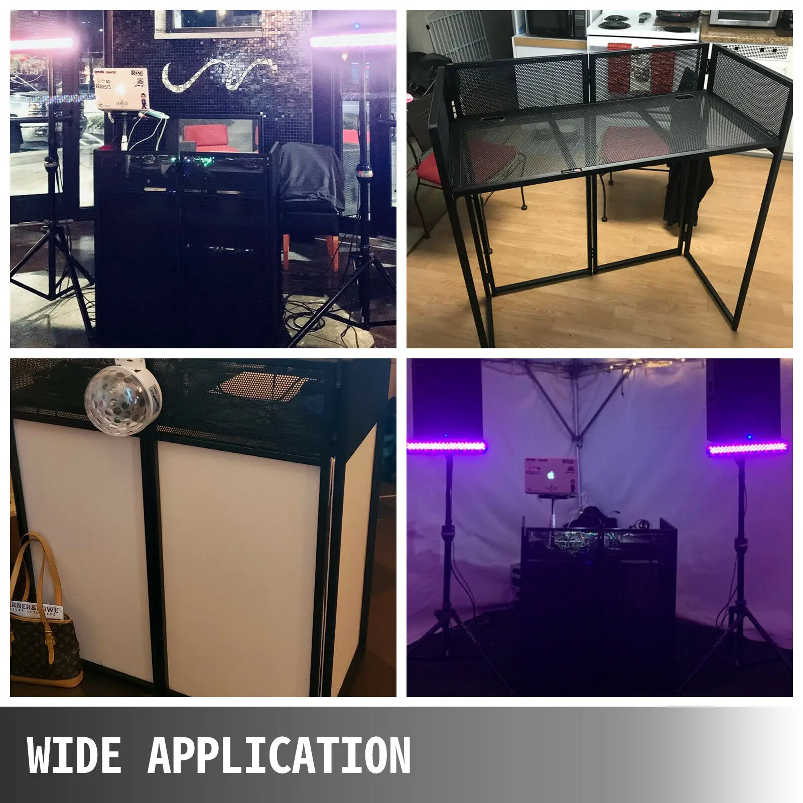 VEVOR DJ Event Facade Booth Black Scrim Metal Frame Booth 20" x 40" Flat Table Top Adjustable DJ Movable Facade Foldable Cover