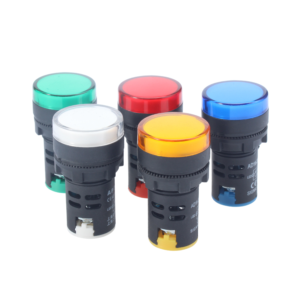 1 stücke 12 V 24 V 220 V 380 V 22mm Panel Mount kunststoff LED Power Anzeige Pilot signal Licht Lampe Rot Grün Blau Weiß Gelb Bernstein