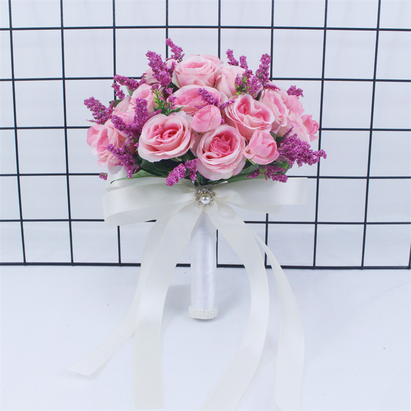 Bridal Bridesmaid Wedding Bouquet Handmade Artificial Flower Rose Silk Flowers buque casamento Bridal Bouquet for Wedding Decor
