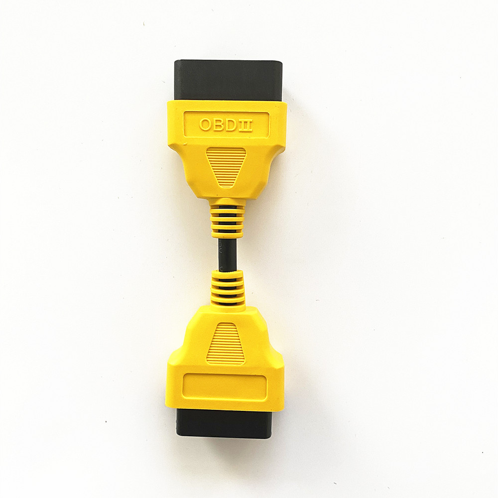 Cable de extensión OBD 2 amarillo 13CM macho a hembra uso 16 pines OBD 2 enchufe adaptador de extensión Cable conector divisor