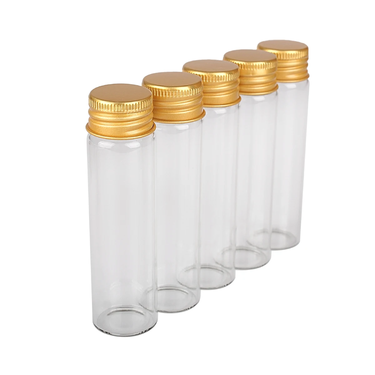 10 Buah 20Ml 22*80Mm Botol Kaca Botol Pesan dengan Tutup Aluminium Emas Botol Rempah Botol Ramuan untuk Pesta Pernikahan