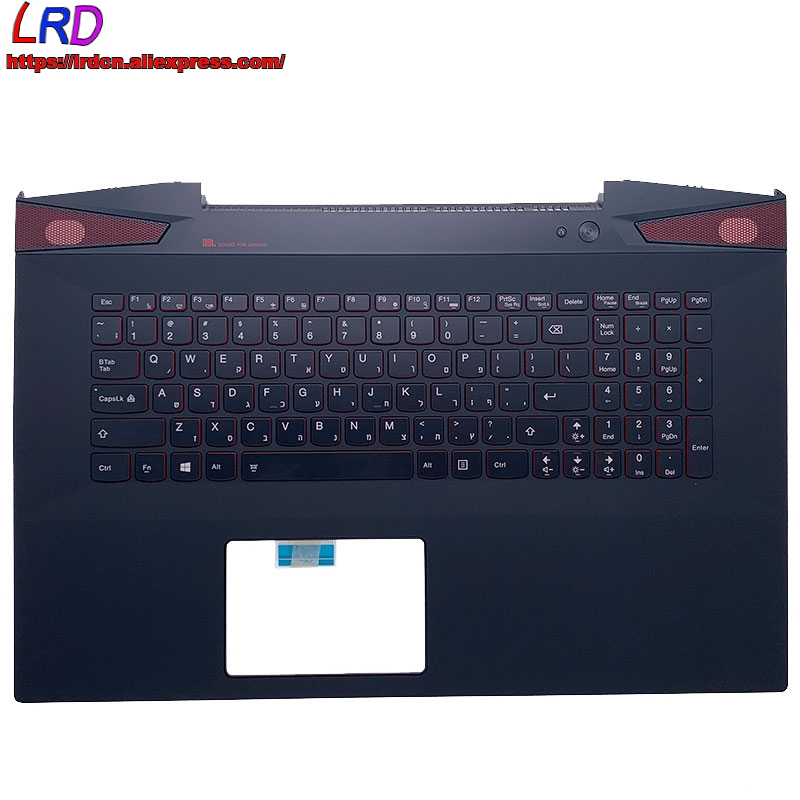Casing Atas Penutup C Casing Asli Baru Palmrest dengan Keyboard Backlit Ibrani Israel untuk Laptop Sentuh Lenovo Y70-70 5CB0G59792