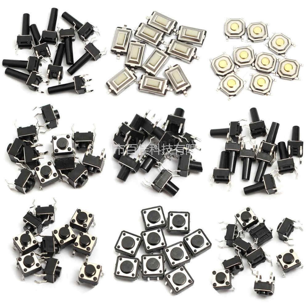 Momentary Tátil Botão Interruptor, SMD Variedade Kit Set, 14 Tipos, 140Pcs por lote