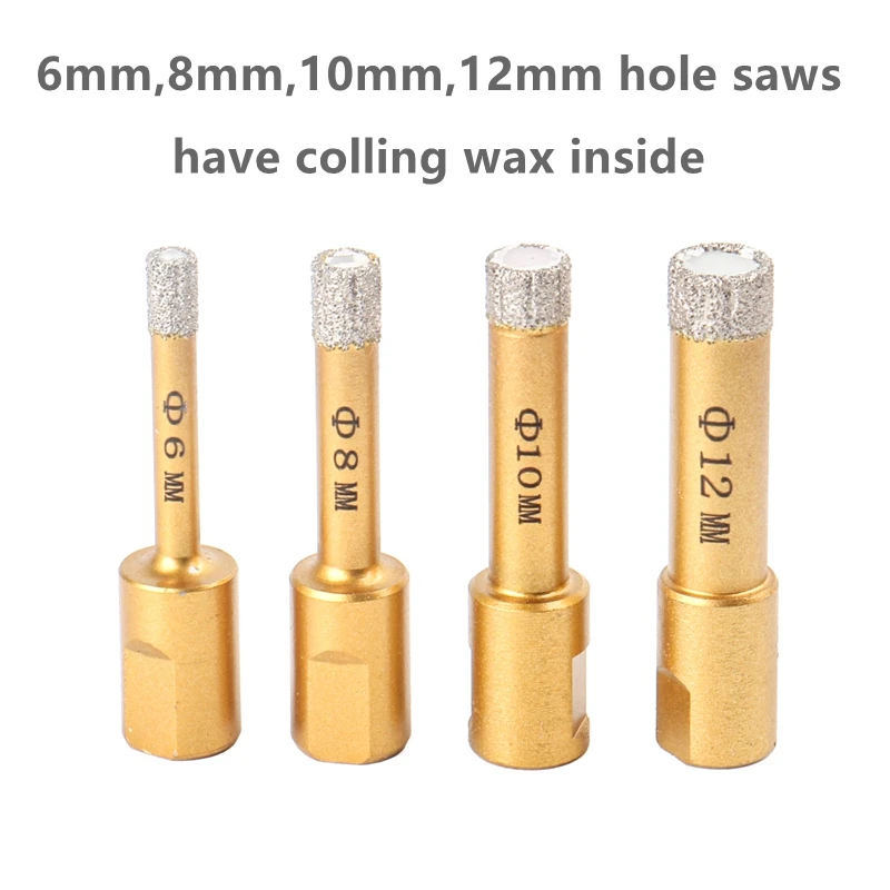 Miễn Phí Vận Chuyển 6-65Mm 1 M10 Ren Khô Hút Chân Không Chia Lửa Bằng Đồng Nguyên Kim Cương Khoan Core Bit Gạch Ceramic Lỗ thấy Đá Cẩm Thạch Đông Ninh Khoan