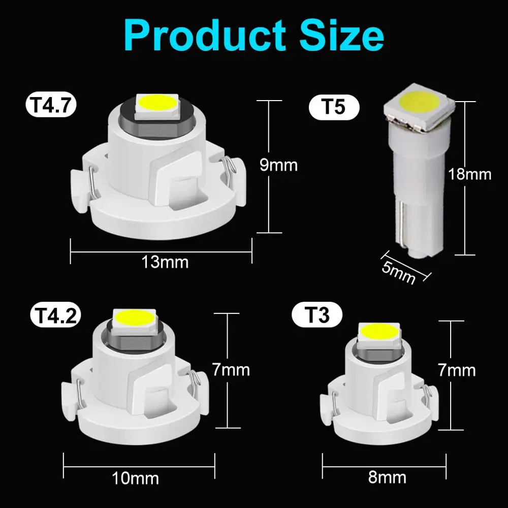 10 Chiếc Siêu Sáng T3 T4.2 T4.7 Bóng Đèn LED Nội Thất Xe Hơi Nhạc Cụ Đèn Tự Động Bảng Điều Khiển Đèn Báo 12V