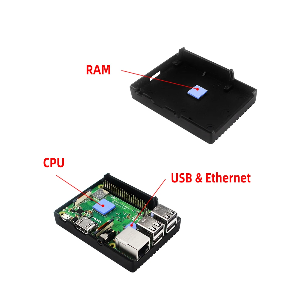 Raspberry Pi 3 Aluminiumgehäuse, passive Kühlpanzerung, Metallgehäuse mit Wärmeleitpad, Kühlkörper für Raspberry Pi 3 Modell B+ 3B