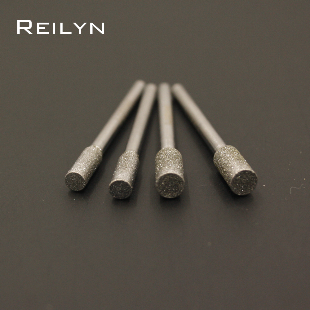 Grit 150 Cylindrical Grinding Head Diamond Grinding Drill Burr Set Polishing Grinding Head Mounted Bits for Dremel Rotary Tools